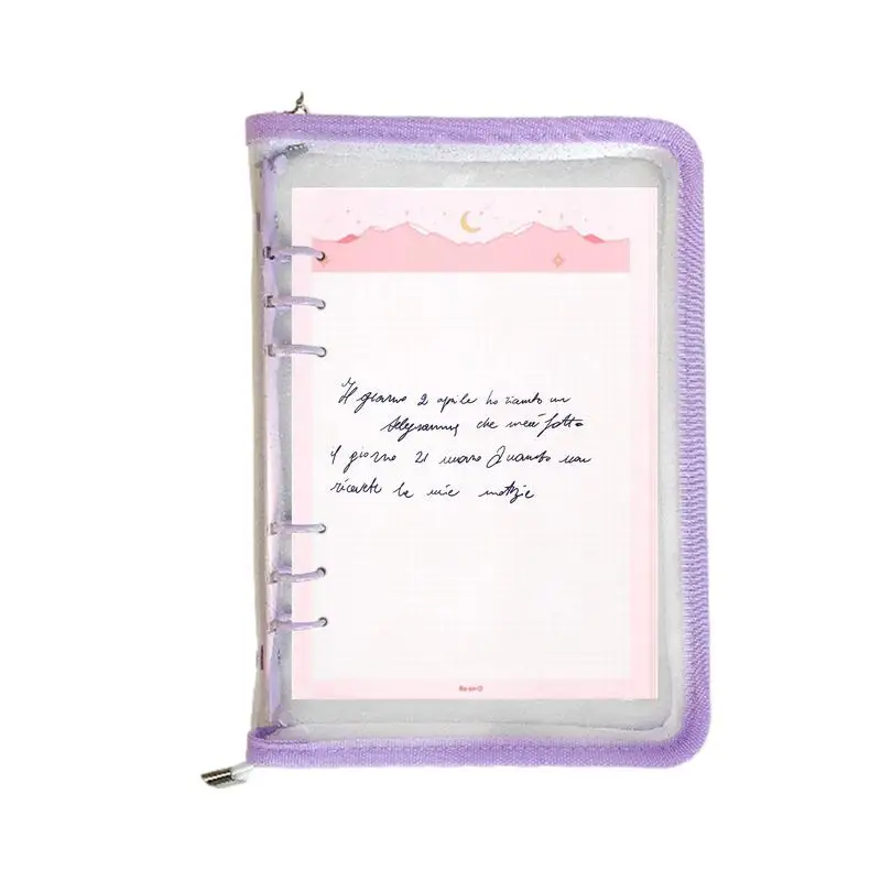 

Binder Pouches With Zipper 6 Ring Zipper Refillable Clear Planner Cover Journal Organizer Detachable A5 Or A6 Travel Students