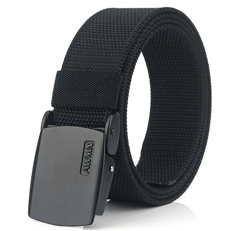 New Men's Military Black Belt High Quality Unisex 3.8cm Wide 120cm Nylon Ribbon Luxury Design Mountaineering Pants Waist Belt