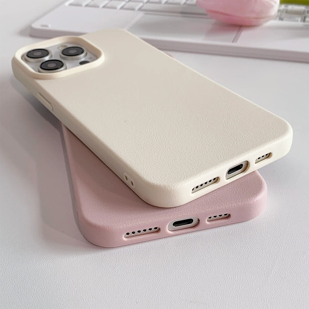 Premium Shockproof Leather Case with Soft Candy Color Matte Finish