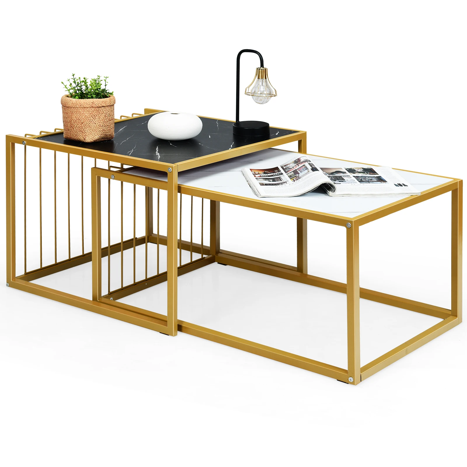 2 x side table set coffee table set tables marble coffee table metal structure sofa table living room table