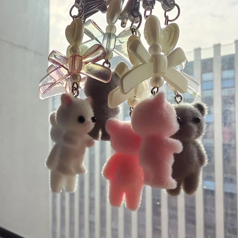 몰려 들고 곰 고양이 펜던트 키 체인 하트 활 모양의 열쇠 고리 Bowknot 열쇠 고리 쥬얼리 카메라 가방 Decors Handmade 