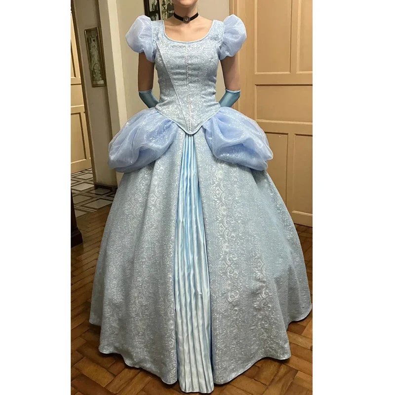

Top Quality Cinderella Cosplay Costume Princess Dress With Butterfly Lace Up Corset Evening Halloween Party Clothing