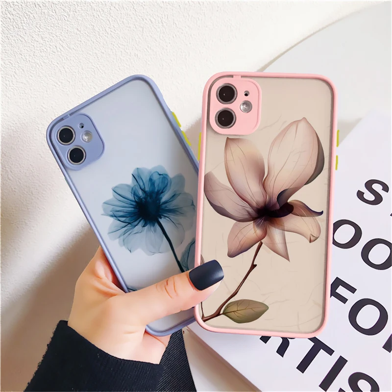 Luxury Vintage Rose Flower Phone Case - Elegant Black Shockproof Cover