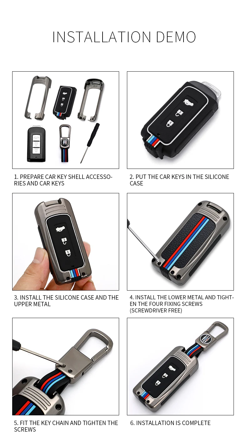 Car Key Case Fob Shell Cover For Mitsubishi ASX L200 Outlander Eclipse Cross Pajero Sport Lancer Accessories Styling Keychain - S12a493ac3ae2415eb04c95028c33c153a