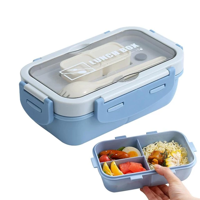 Divided Lunch Containers Portable Leakproof Meal Prep Container With Lid &  Spoon Food-Safe PP Lunch Box With 3 Compartments - AliExpress