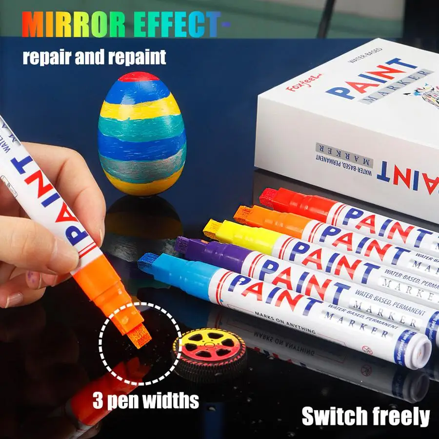 12색 페인팅 펜 방수 영구 그래피티 수리 타이어 마킹 펜 자동차 고무 트레드 마킹 펜 자전거, 자동차 금속 제품에 적합