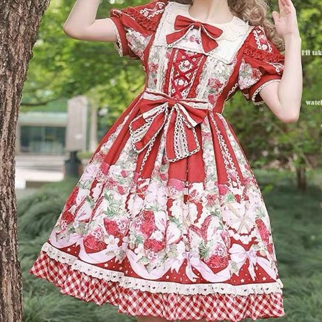 Japanese Women Lolita Jsk Party Dress Strawberry  Lolita Dress Kawaii  Strawberry - Lolita Collection - Aliexpress