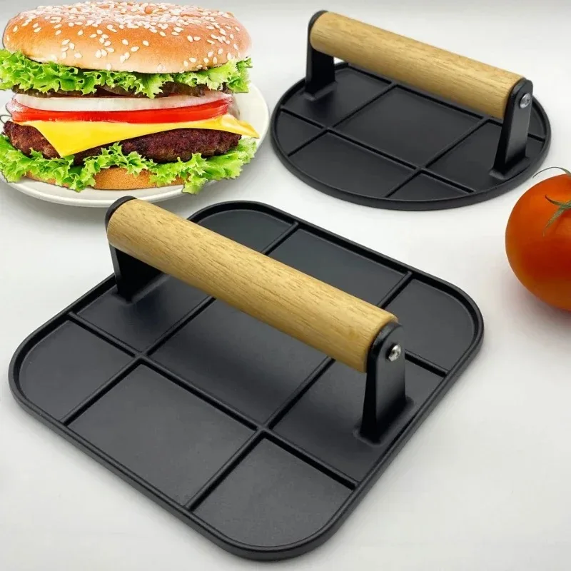 Grill Press, Heavy Duty Multi Functional-Meat Press, Sandwich & Bacon Press-Burger Press Patty Maker For Kitchen Round