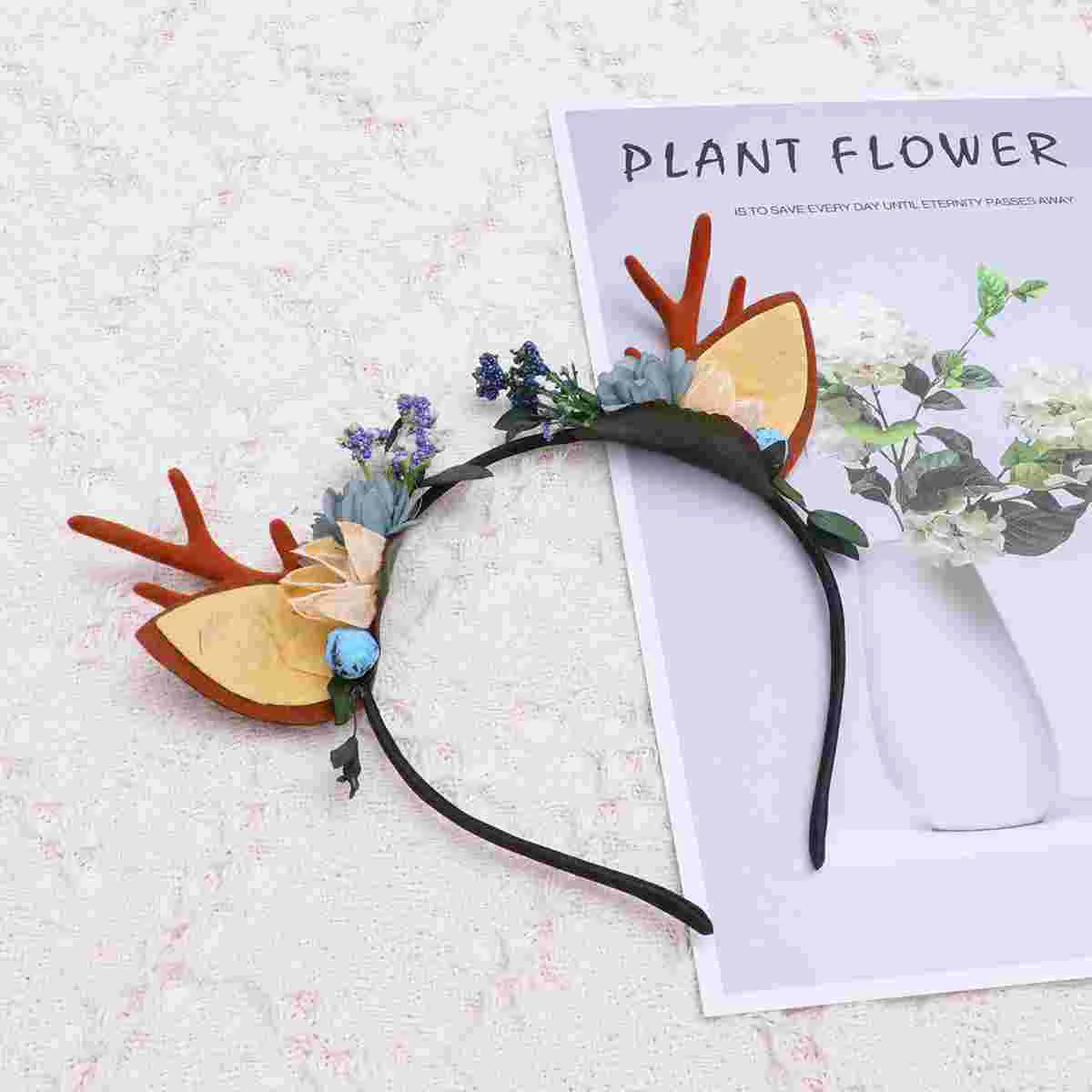 

Christmas Hairband Antlers Headdress Christmas Hair Hoops Photo Prop Headdress For Gift Decor Children Antler Headband For Decor
