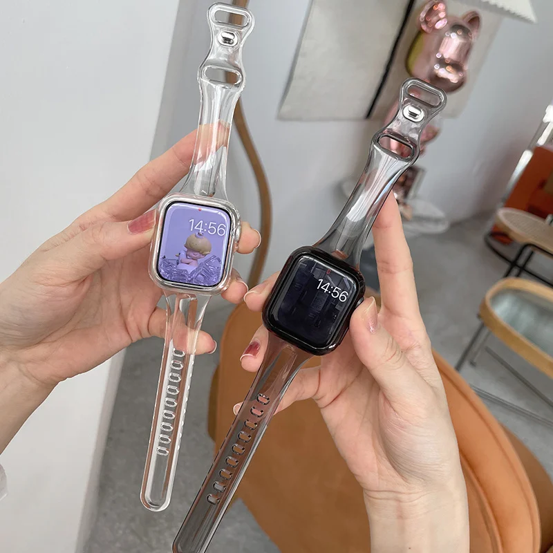 Cinturino Trasparente Per Apple Iwatch Series 8 7 Se 6 Per Orologio Correa Cinturino In Silicone Per Apple Watch 49Mm 45 41Mm 42 44Mm 38 40Mm