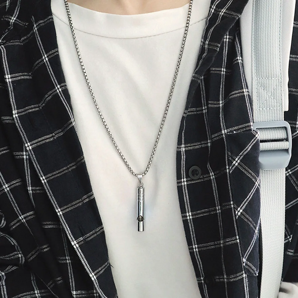 1Pc Outdoor Titanium Emergency Whistle Survival Safety MINI Whistle EDC Whistle Necklace Hiking Camping Trip Explore Survival