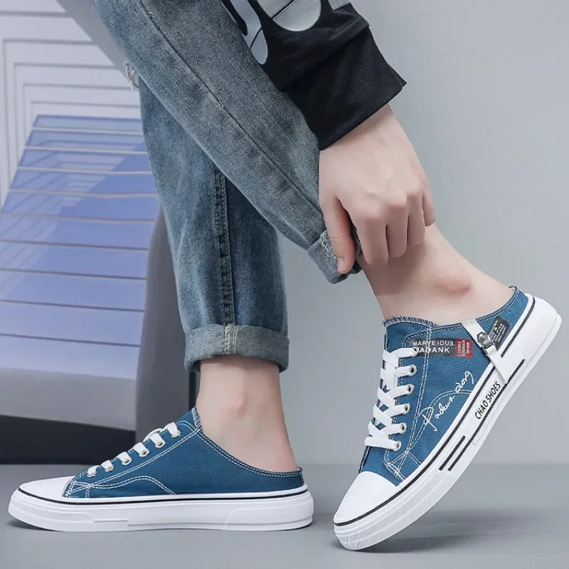 Trend Designer Men Half Slippers Summer Comfortable Breathable Flat Outdoor Casual Walking Shoes For Men Lightweight Sneaker Casual Shoes Casual Sneakers Fashion Sneakers