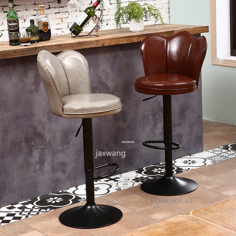 Bar Chair High-quality Leather Luxury Lift office Chair Creative Cashier Front Chairs Rotating High Stool Bf f