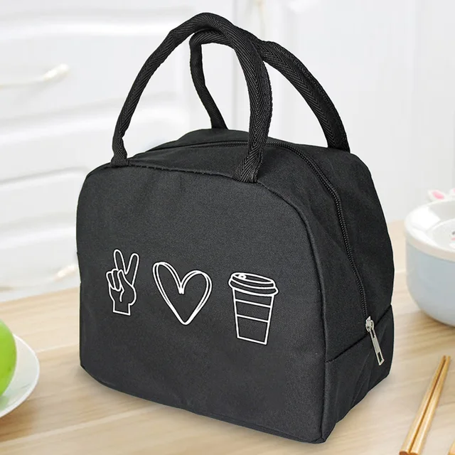 Insulated Lunch Bag  Zipper Cooler Tote Thermal Bag Lunch Box  Canvas Food Picnic Lunch Bags for Work Handbag Food Pattern 4Food007