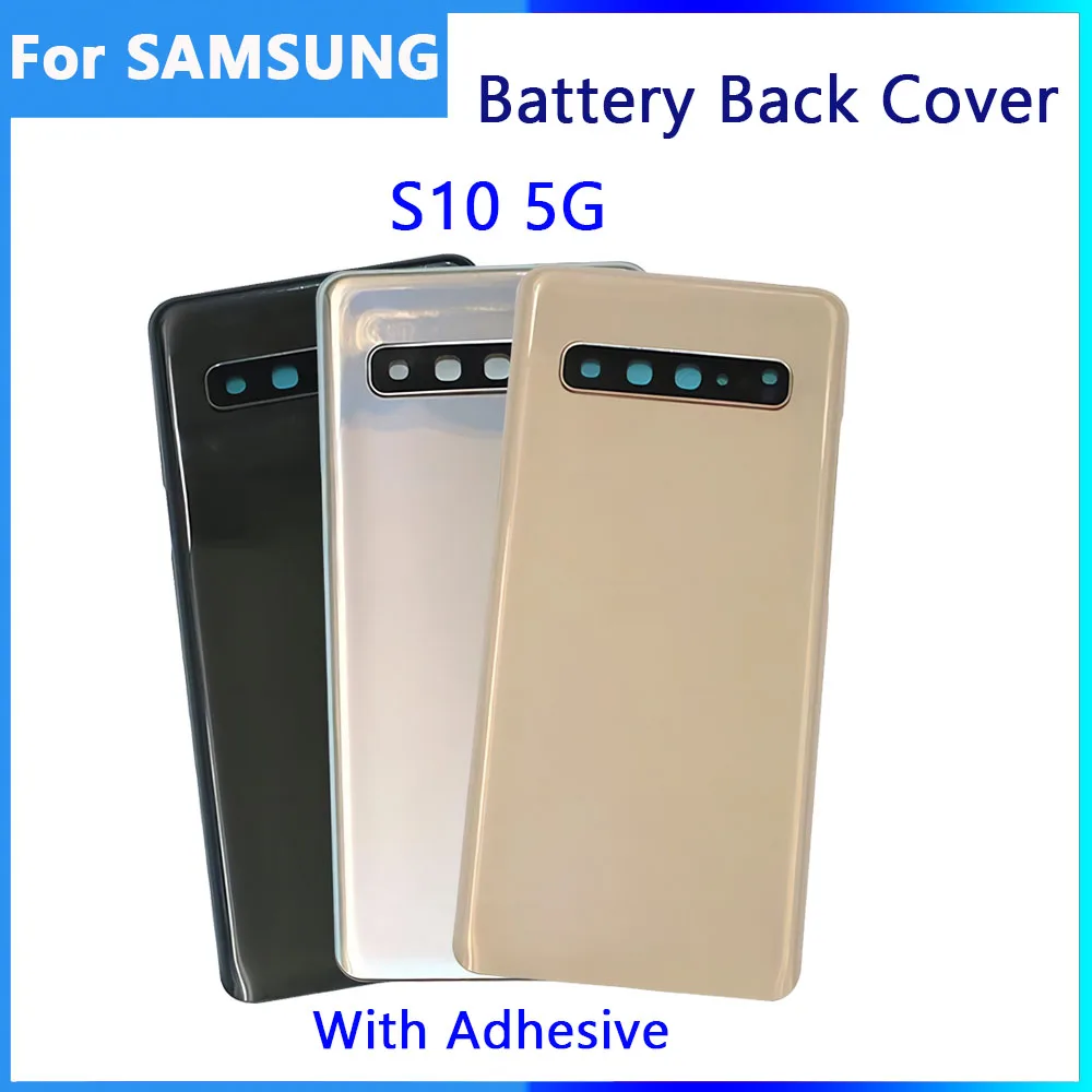 Заднее стекло для Samsung S10 5g G977, задняя крышка аккумулятора с рамкой для объектива камеры, ремонт