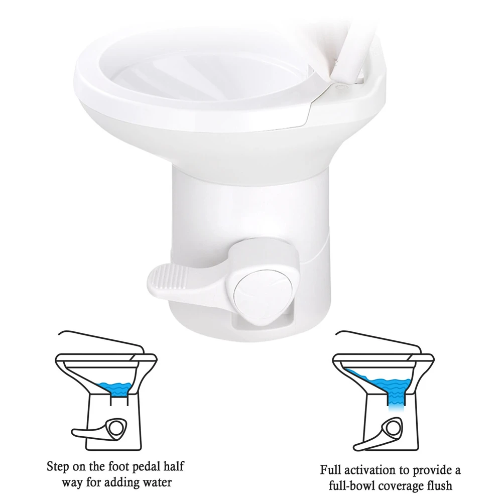 RV Toilet Gravity Flush Toilet Foot Pedal Flush HDPE 20