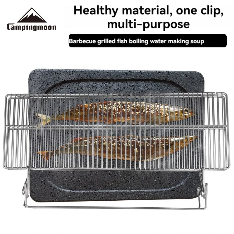 CAMPINGMOON MT-3-W Barbecue Grill Outdoor Barbecue Camping Equipment Stainless Steel Folding Lightweight Barbecue Net