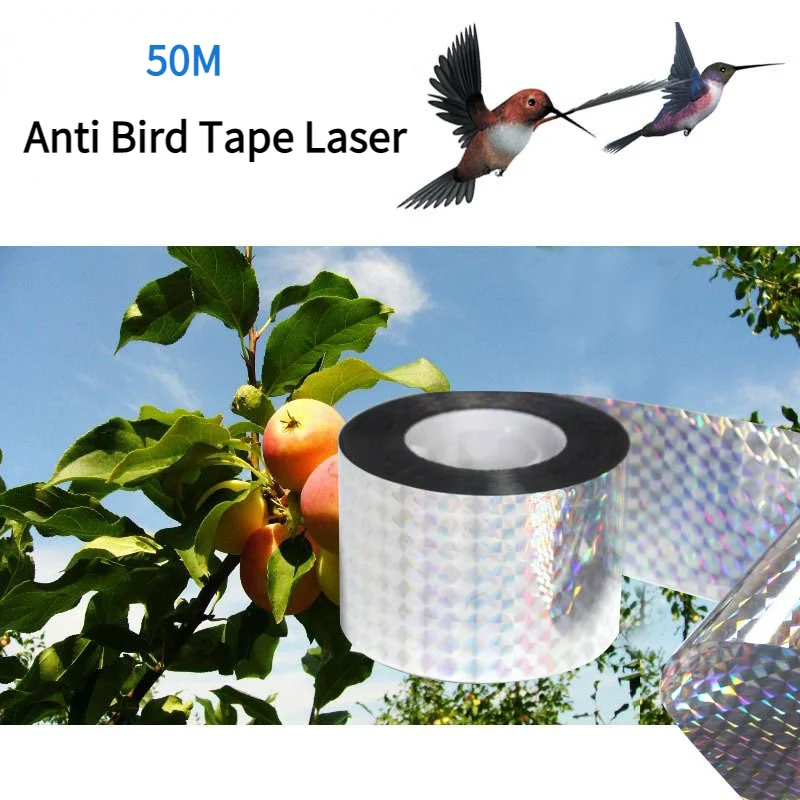 

50M Anti Bird Tape Laser Bird Repellent Ribbon Flash Reflective Reflector Bird Belt Outdoor Garden Bird Repellent Bird Belt
