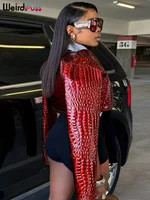 غريب سنور فو سترة جلدية المرأة محب الأفعى طباعة الخريف الاتجاه س الرقبة كم كامل الشارع البرية الأساسية أبلى معطف المحاصيل 3