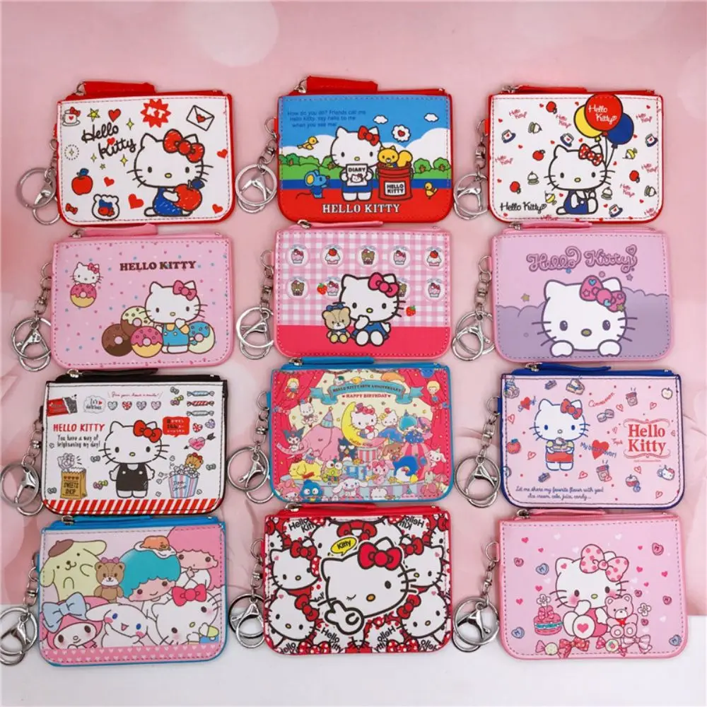 

Sanrio Wallet Hello Kitty Multi-Style Work PU Card Clip Pendant Key Chain Key Ring Change Card Bag Wallet Girl Birthday Gifts