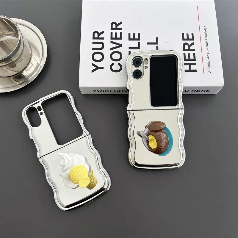 

The new personalized ice cream stand is suitable for OPPO find n2/n3 flip phone folding electroplated wave case