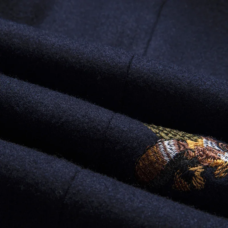 S-6XL Boutique Fashion Embroidery Men's Casual Business Blazer Male Slim Suit Jacket Navy Blue Wedding Banquet Coat Male