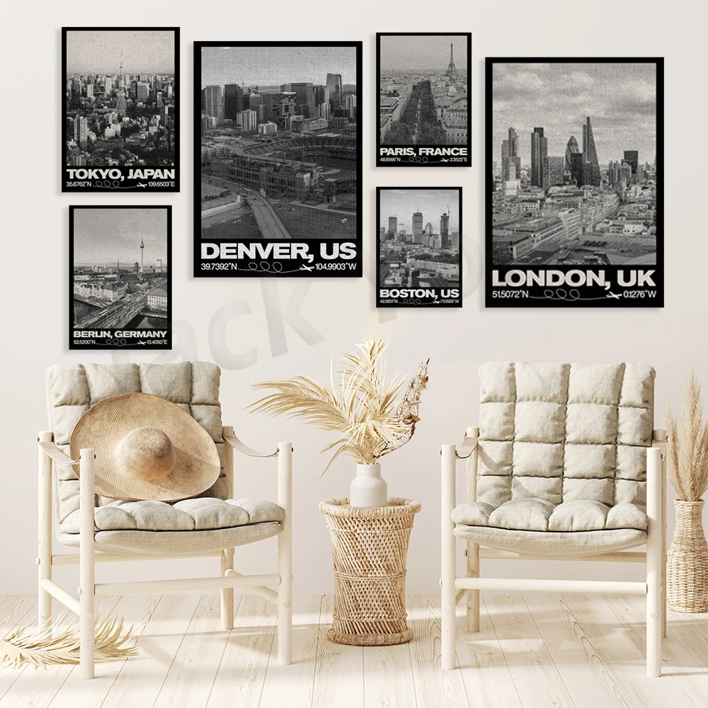 

Denver,New York,Los Angeles,Berlin,Rome Print Cool Aesthetic Poster Trendy Livingroom Wall Art Print / Guest Room Decor