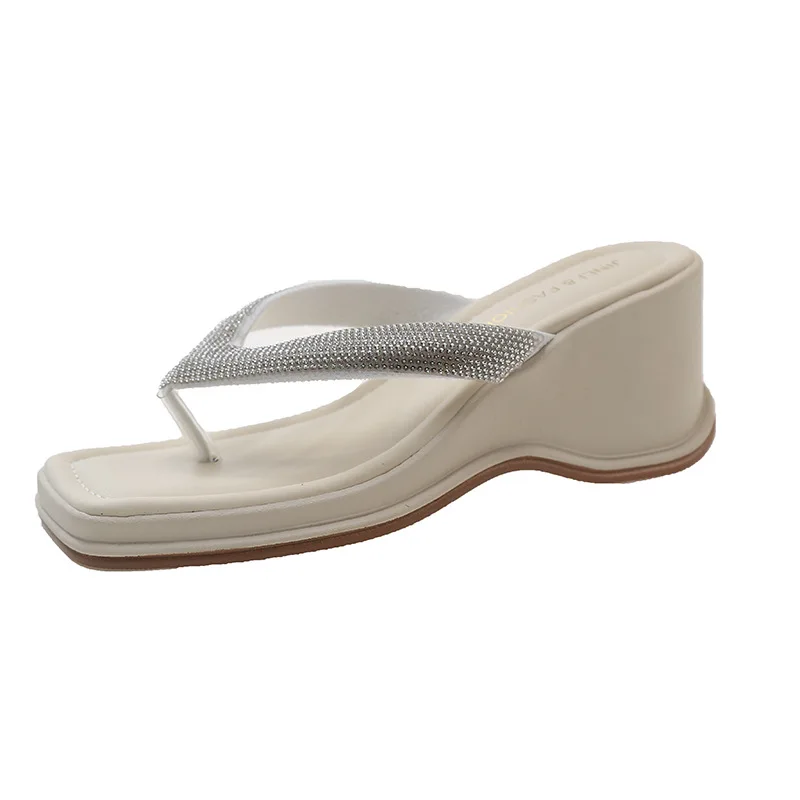 Summer Platform Wedges Slippers Korean Rhinestone Clip Foot