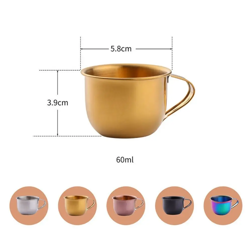 내구성이 뛰어난 60ml 304 스테인리스 스틸 티컵 손잡이 포함, 낙하 방지 주스컵, 소용량 커피 머그, 아웃도어용