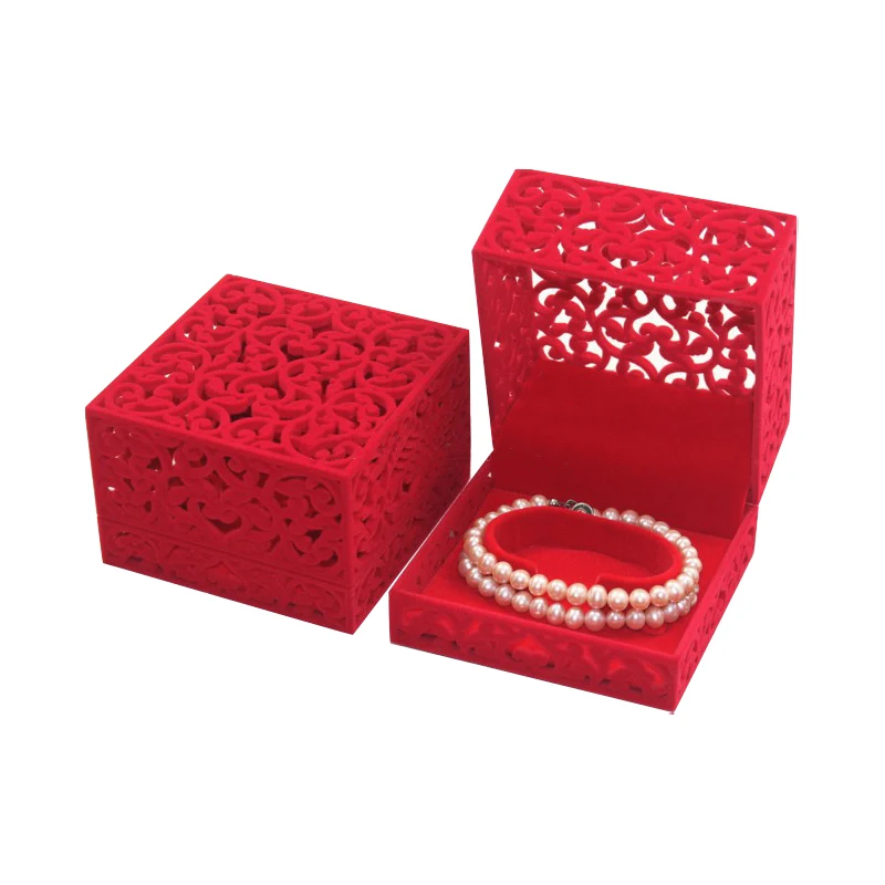 Espositore Portaanelli In Velluto Rosso – Scatola Da Viaggio Per Gioielli, Astuccio Regale Per Matrimonio