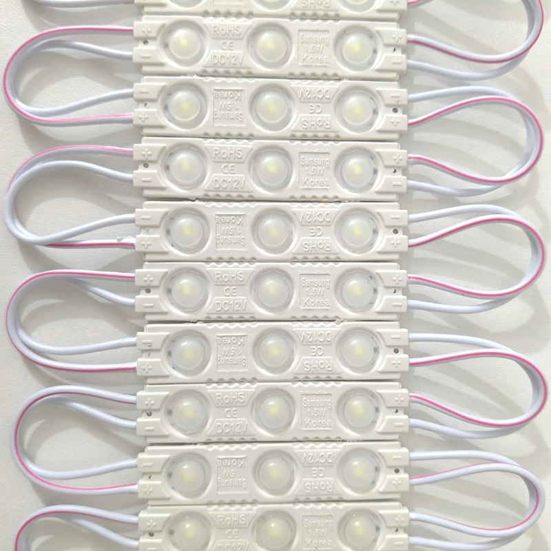 Samsung 3LED Module Light DC12V SMD 2835 Injection Waterproof Decorative Strip Tape Light White Red Green Blue Yellow 10/20pcs