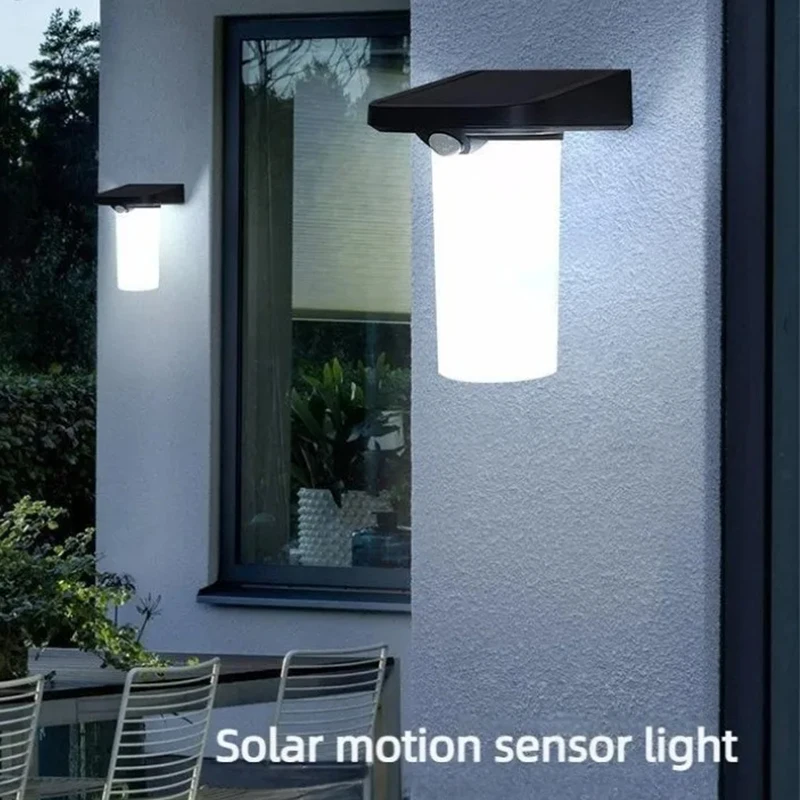 Lampe solaire LED avec détecteur de mouvement, éclairage extérieur, lampe de jardin solaire, applique murale pour clôture, lumière chaude et froide, IP65