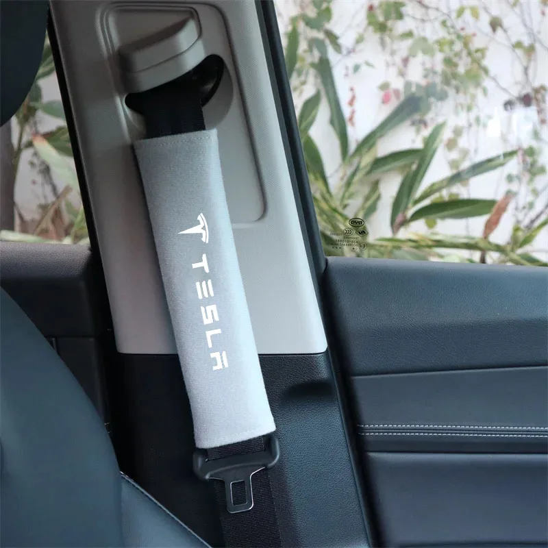 2Pcs Seat Belt Covers Tesla Model Y Model 3 X S Car Safety Belt Cover Adjustable