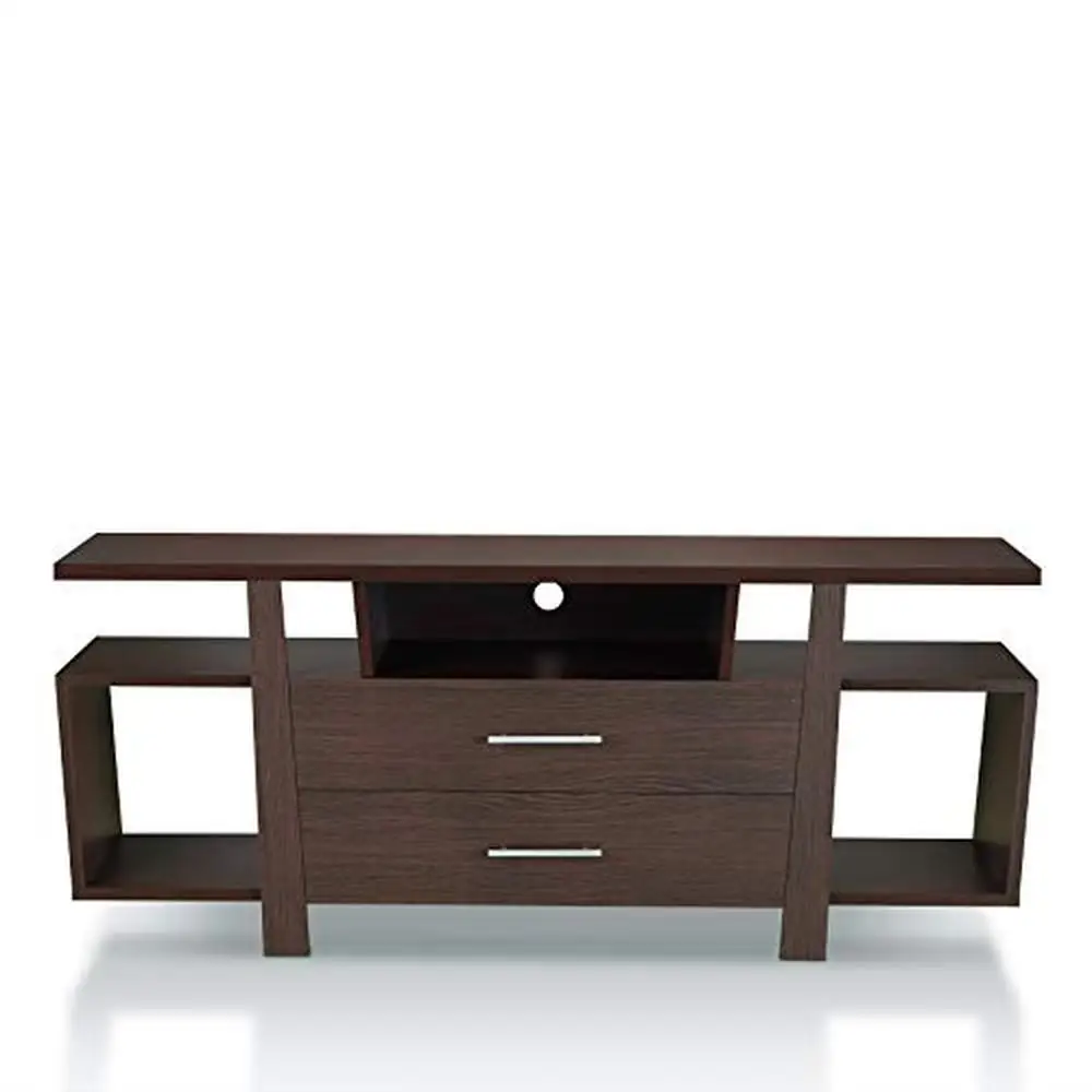 

Modern Wood TV Stand Storage Drawers Shelves Espresso 59-Inch