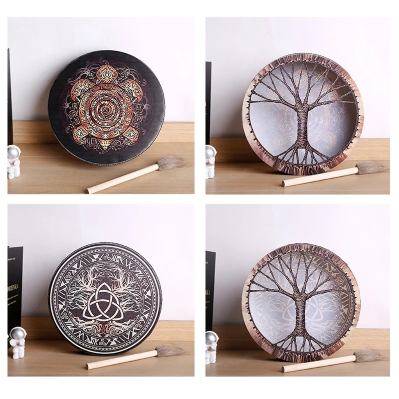 Shaman Drum Sound Healer Shaman Drum Handmade Shamanic Siberian Spirit Music Drums with Stick Ornaments Kits
