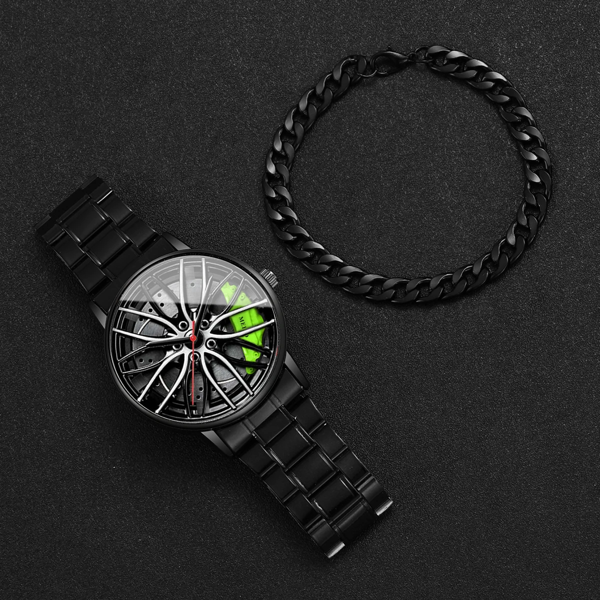 2PCs/Set Men's Style Watch Luxury Business Watch with Bracelet Set Hip Hop Party Luxury Analog Quartz Watch(Box not included)