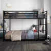 DHP Miles Low Metal Bunk Bed Frame for Kids, With Built-in Ladder, High Guardrail and Metal Slats, Floor Bed Bottom Bunk, No Box 2