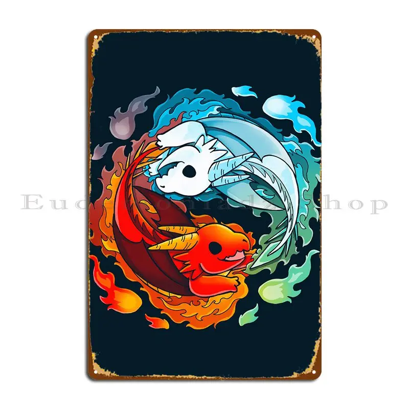 Ying Yang Fire Water Drago Metal Sign Party Painting Cave Print Cinema Tin Sign Poster