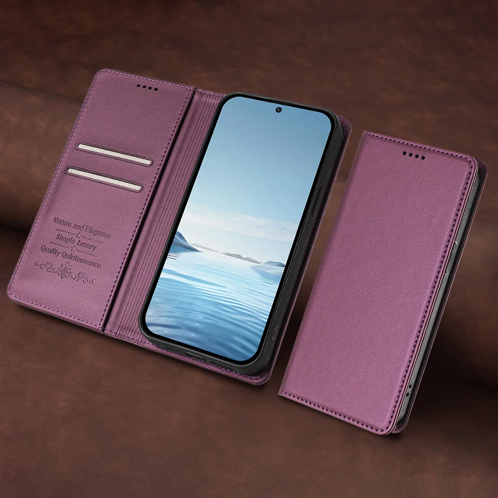 Premium Magnetic Flip Leather Wallet Phone Case – Elegant Protective Back Cover