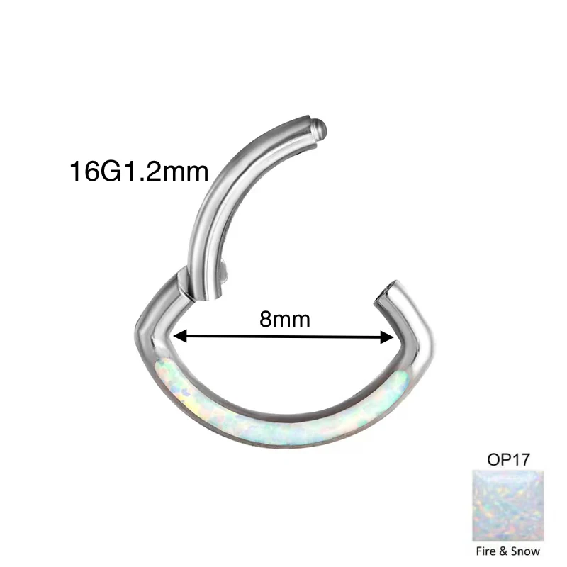 G23 Titanium Earrings 16G Opal High Section Clickers Nose Septum Nose Rings Eye Type Auricular Cartilage Tragus Piercing Jewelry