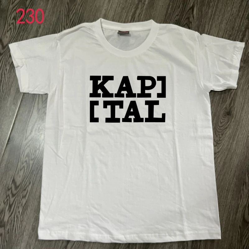 

24SS новая Минималистичная футболка Kapital с буквенным принтом с коротким рукавом летняя мужская женская модная брендовая универсальная Повседневная дышащая футболка