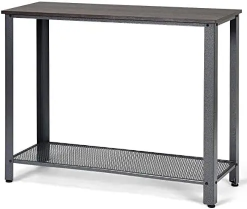 

Sofa Table Wood W/Adjustable Feet and Storage Shelf, Scratch-Proof and Mental Frame Multipurpose Accent Furniture for Entryway,
