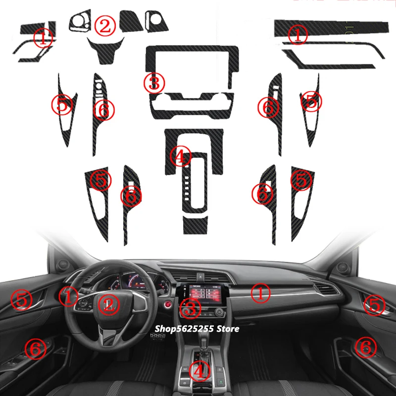 

Carbon Fiber Protector Sticker For Honda Civic 10th Accessories 2021 2019 2018 2016 Gear Shift Frame Panel Decoration Membrane