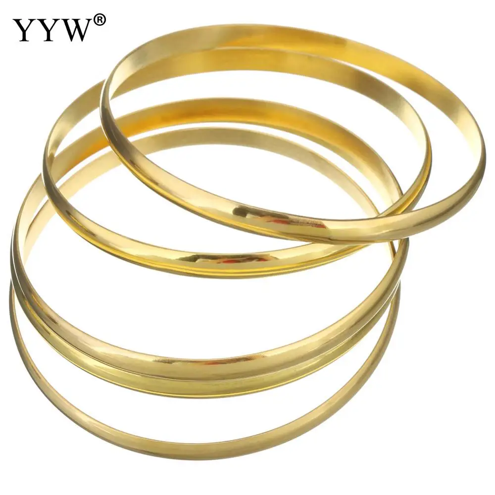 7pcs horké nový nerez ocel šperků pokovené zlato barva 67mm bangles půvab přívěsek pro děvče a ženy dar móda náramek