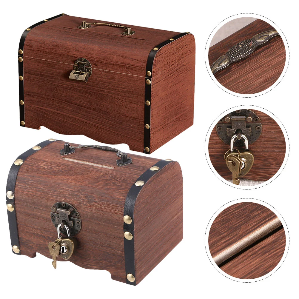 2 Pcs Treasure Chest Piggy Bank Organizer Lids Maker Large For Party Coin Child 6