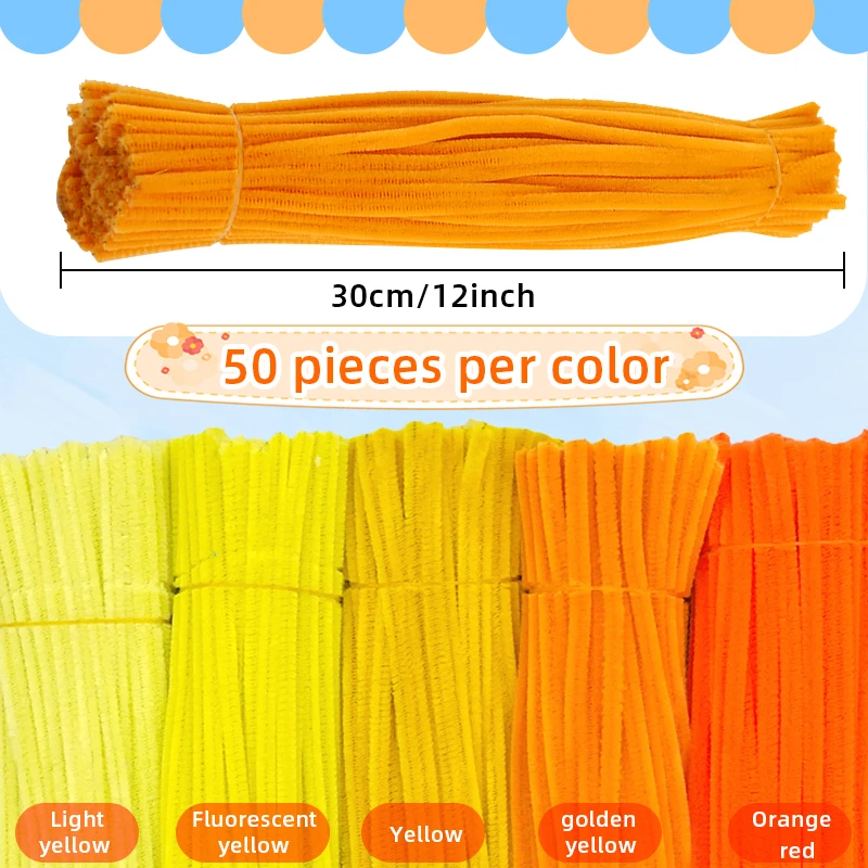 Pipe Cleaners 250pcs Yellow Stems Assorted Colors DIY Craft | eBay