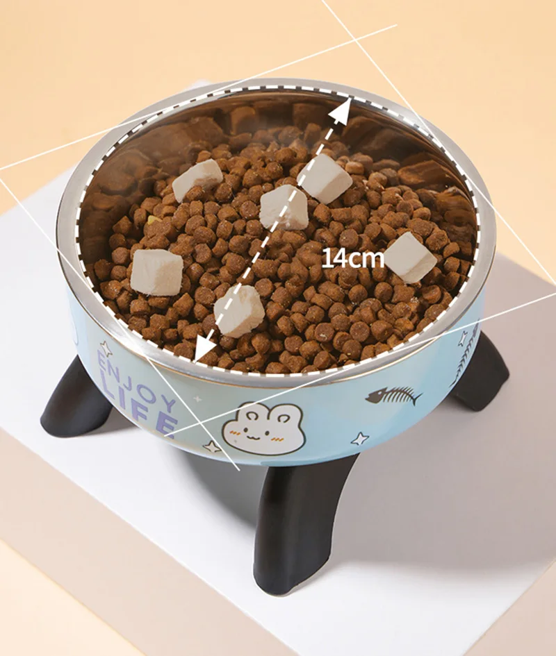 Stainless Steel Cat Bowl High Footed Neck Protection Kitten Bowl Anti-slip Pet Bowl for Dogs Cats - PeticaDeals