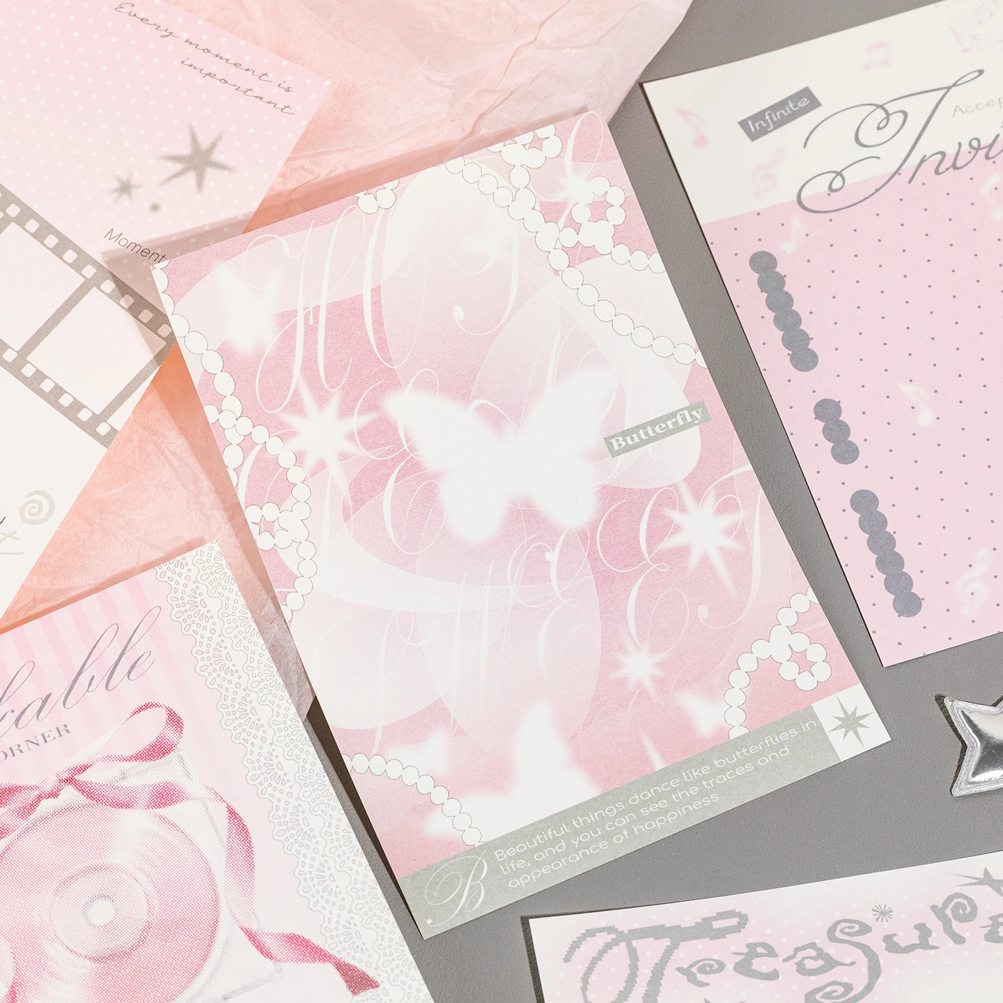 30/60 Sheets INS Scrapbooking Paper Aesthetic Decorate Planner Background Junk Journal School Stationery Supplies Material Book - 5