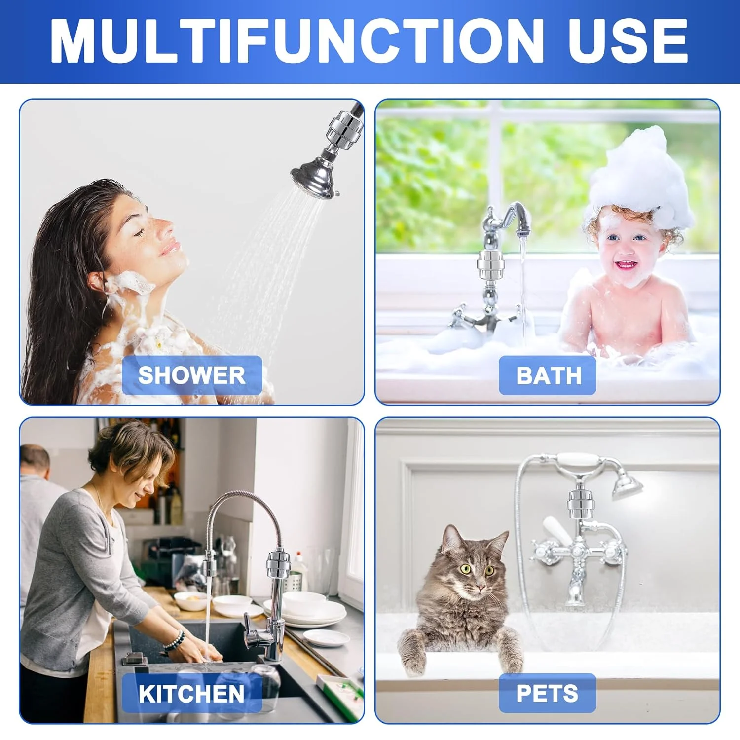 Shower Filter Replacement Shower Cartridge Filter 4 Pack 20 Stage Head Filter Refill with Vitamin C Head Replacem