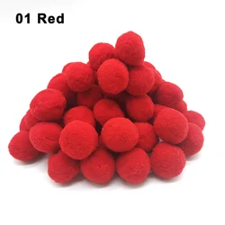 Colorful Fluffy Pom Pom Balls - 15mm 100pcs (1 red)
